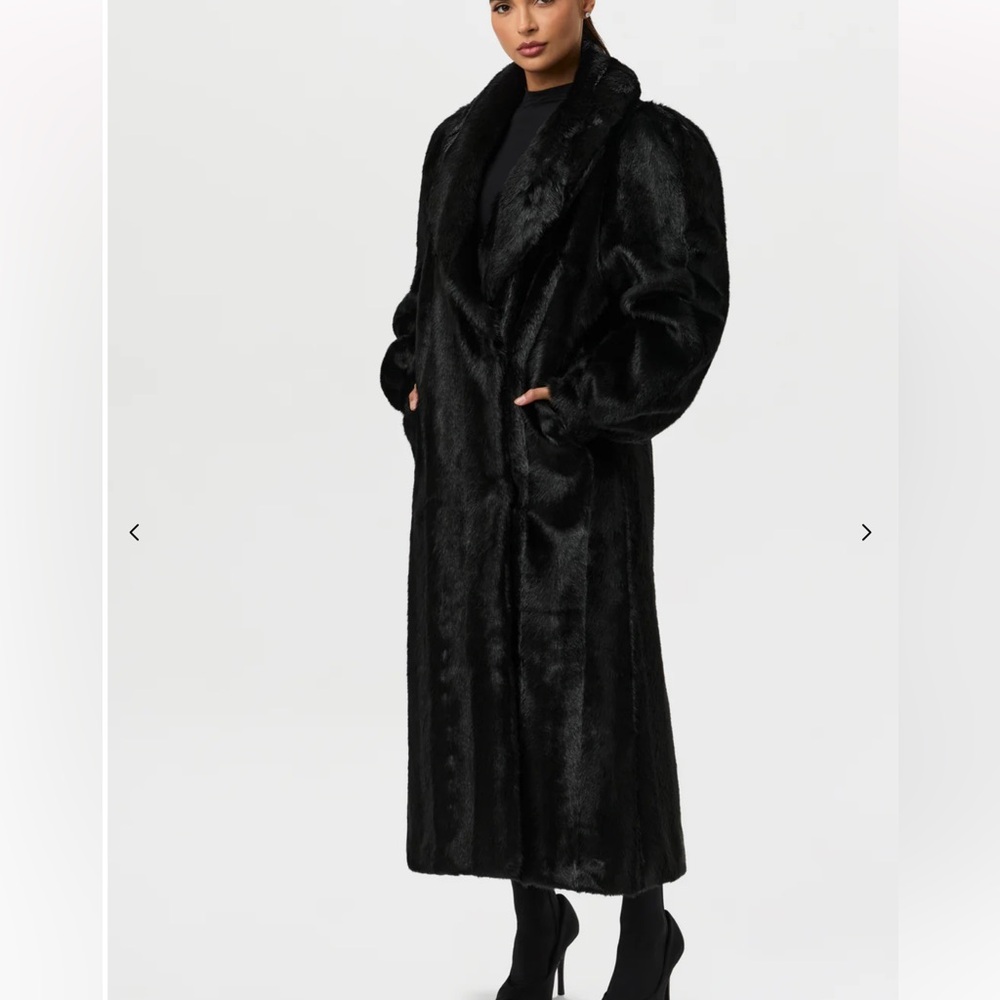 Naked Wardrobe Faux Mink Long Coat - Picture 5 of 9